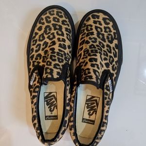 Custom Leopard Platform Vans Sneakers (6.5)